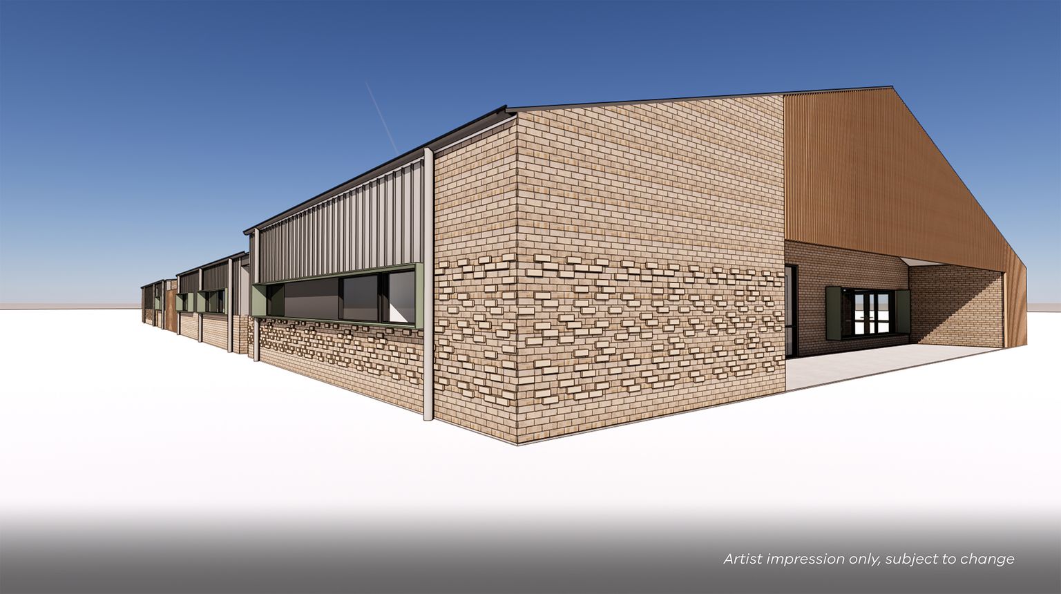 Artist illustration of the outside entry at the centre