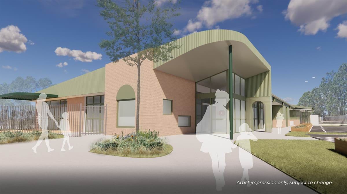 Artist illustration of the outside entry at the centre