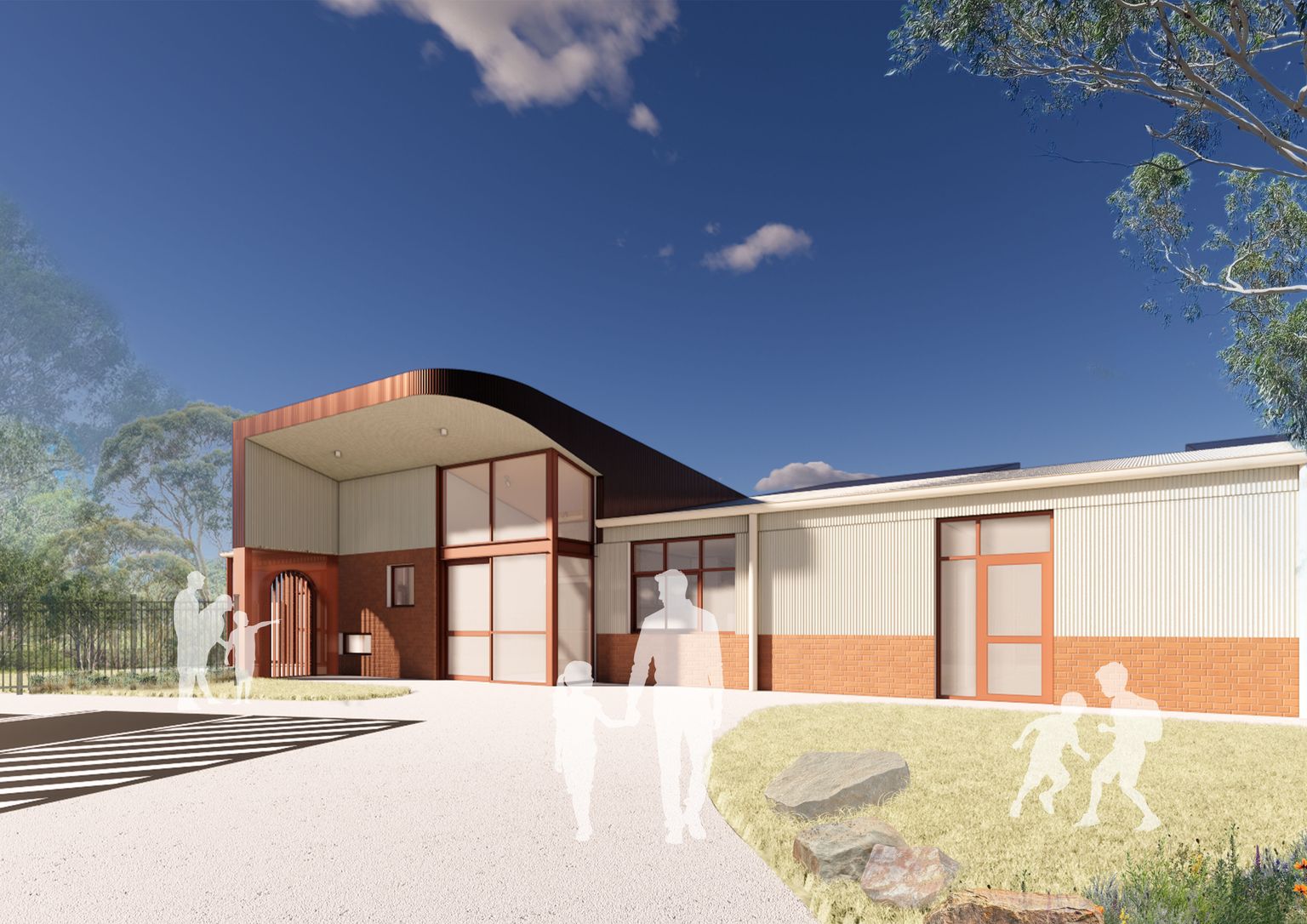 Artist illustration of the outside entry at the centre
