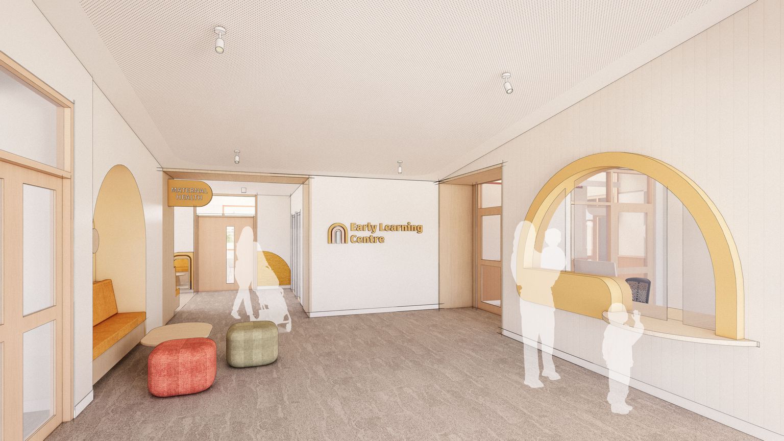 Artist illustration of the reception at the centre