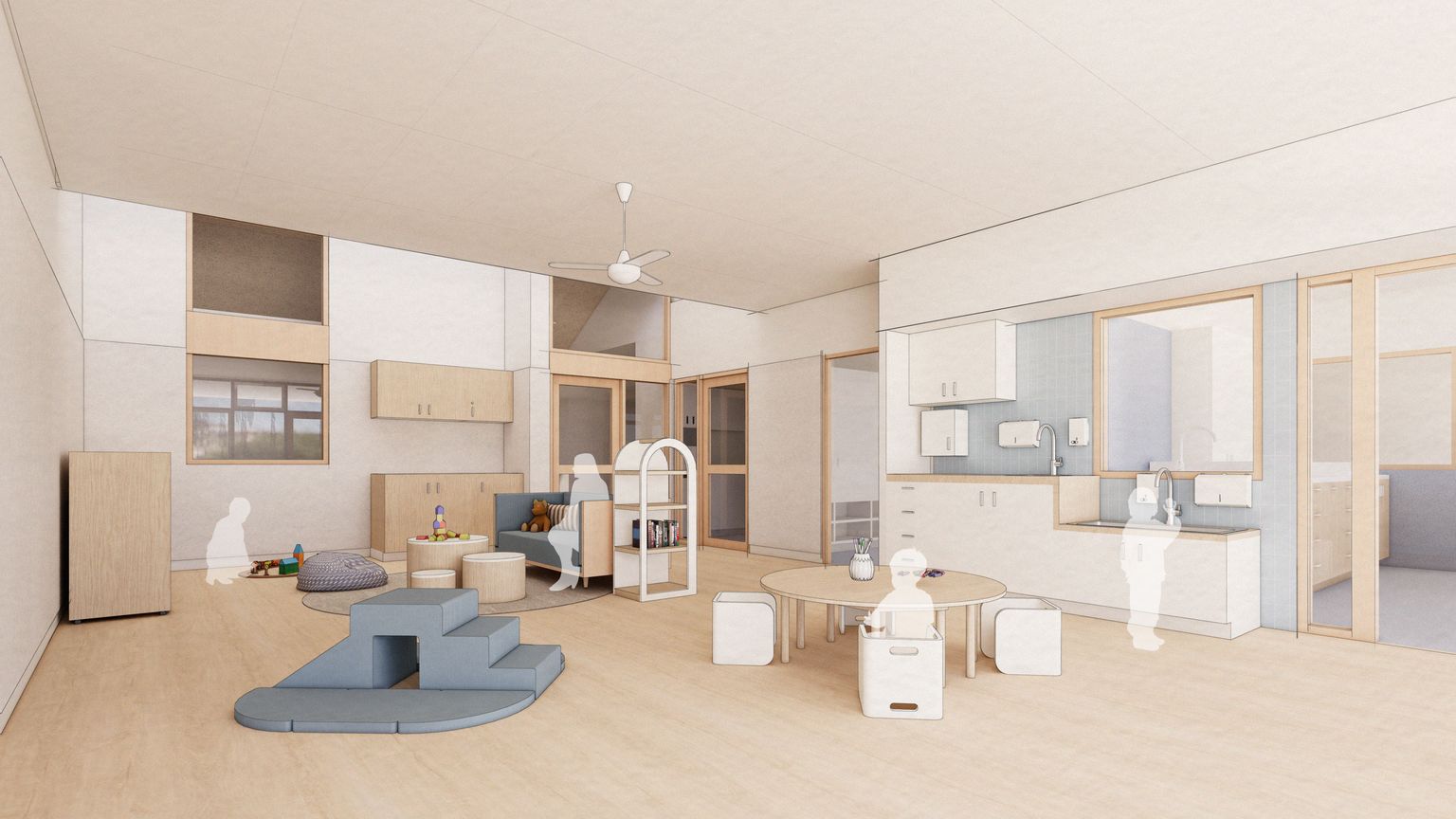 Artist illustration of a room at the centre